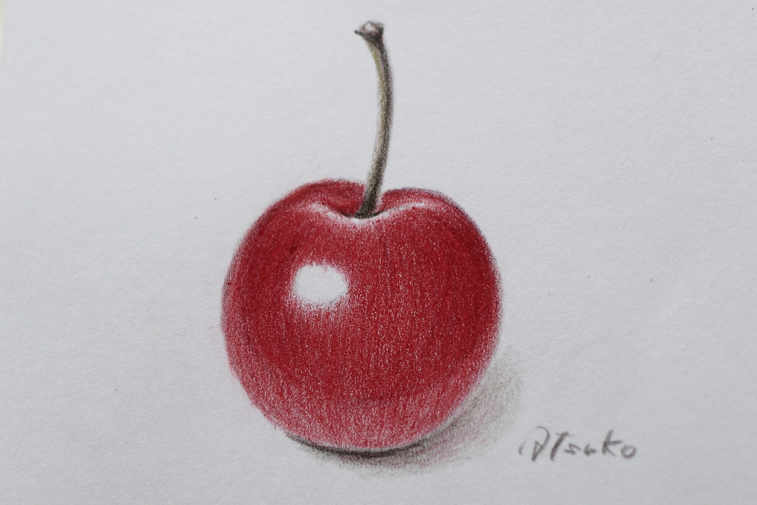 色鉛筆で描いたりんご